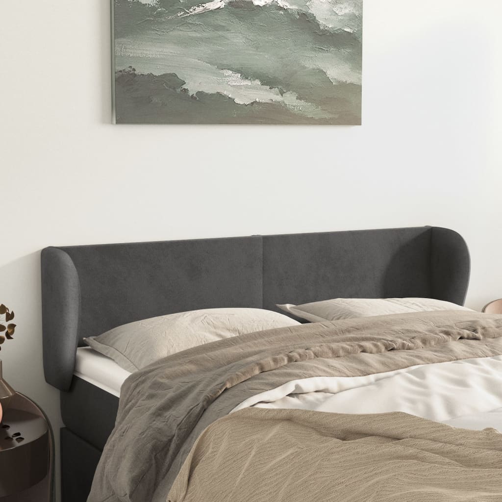 vidaXL Hoofdbord met randen 83x23x78/88 cm fluweel lichtgrijs