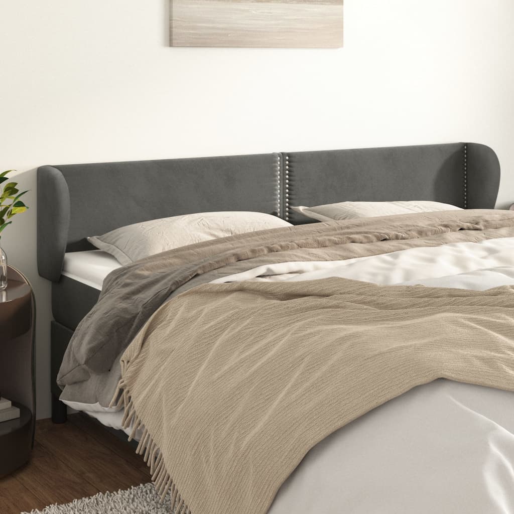 vidaXL Hoofdbord met randen 83x23x78/88 cm fluweel lichtgrijs