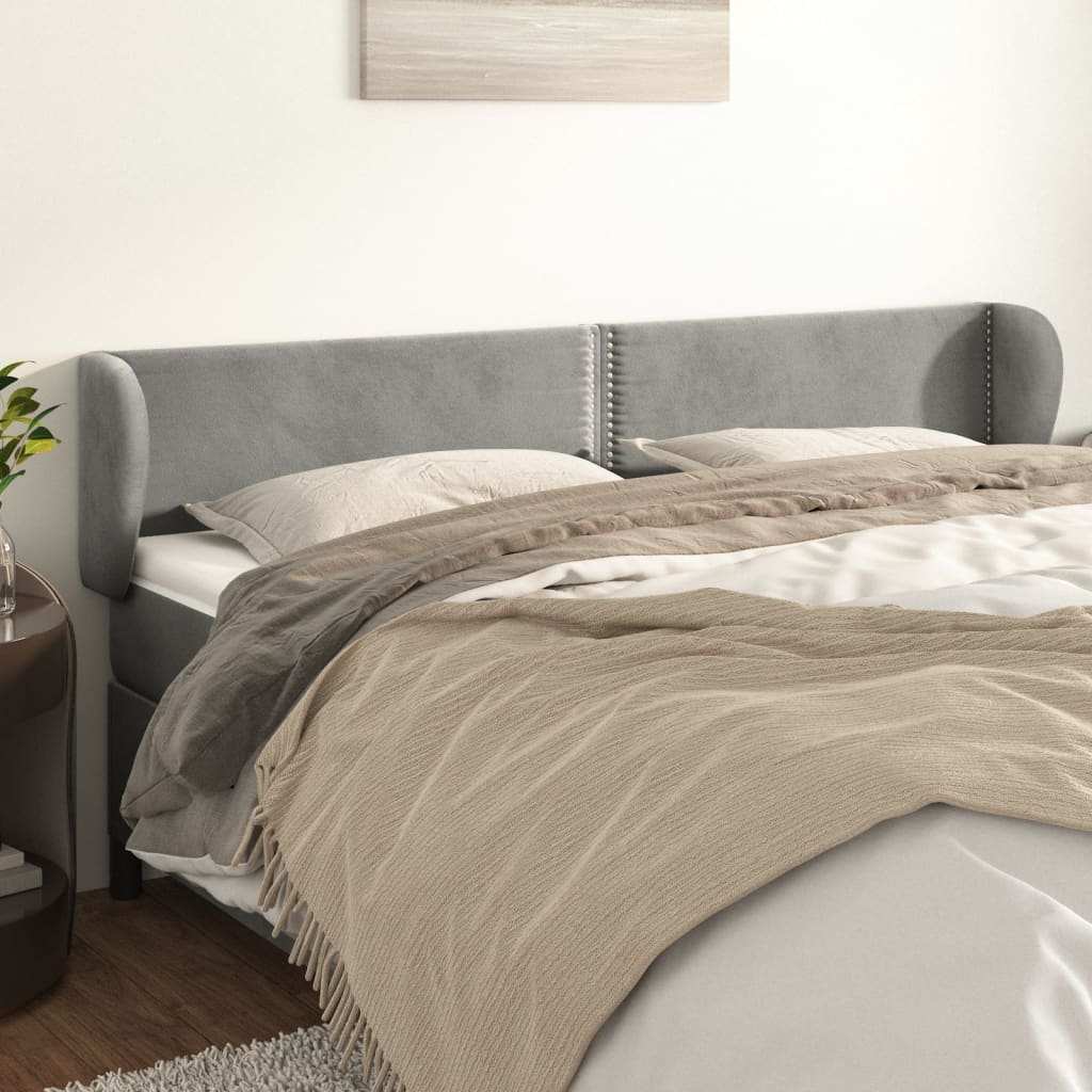 vidaXL Hoofdbord met randen 83x23x78/88 cm fluweel lichtgrijs