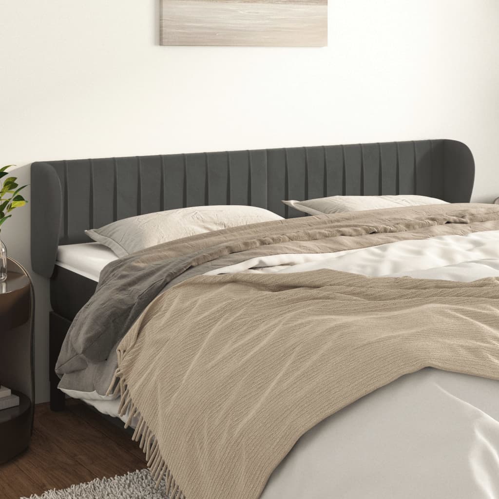 vidaXL Hoofdbord met randen 83x23x78/88 cm fluweel lichtgrijs