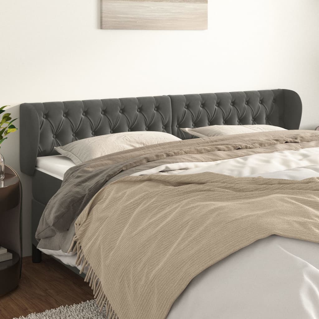 vidaXL Hoofdbord met randen 83x23x78/88 cm fluweel lichtgrijs