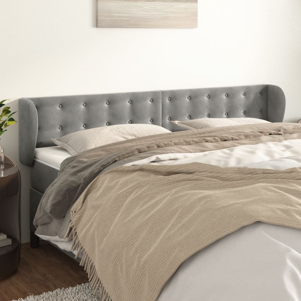 vidaXL Hoofdbord met randen 83x23x78/88 cm fluweel lichtgrijs