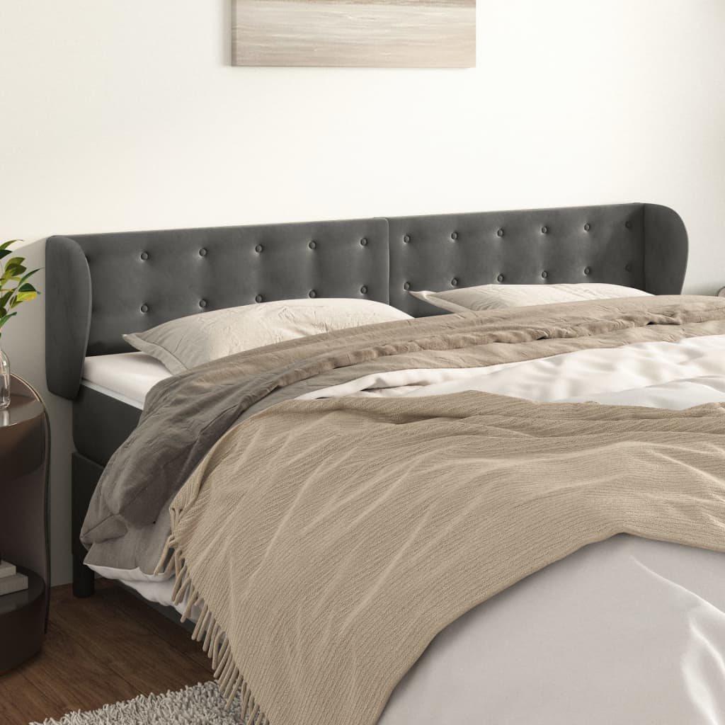 vidaXL Hoofdbord met randen 83x23x78/88 cm fluweel lichtgrijs