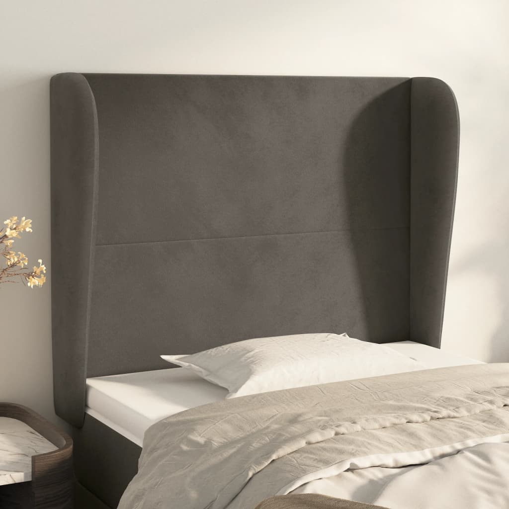 vidaXL Hoofdbord met randen 83x23x78/88 cm fluweel lichtgrijs