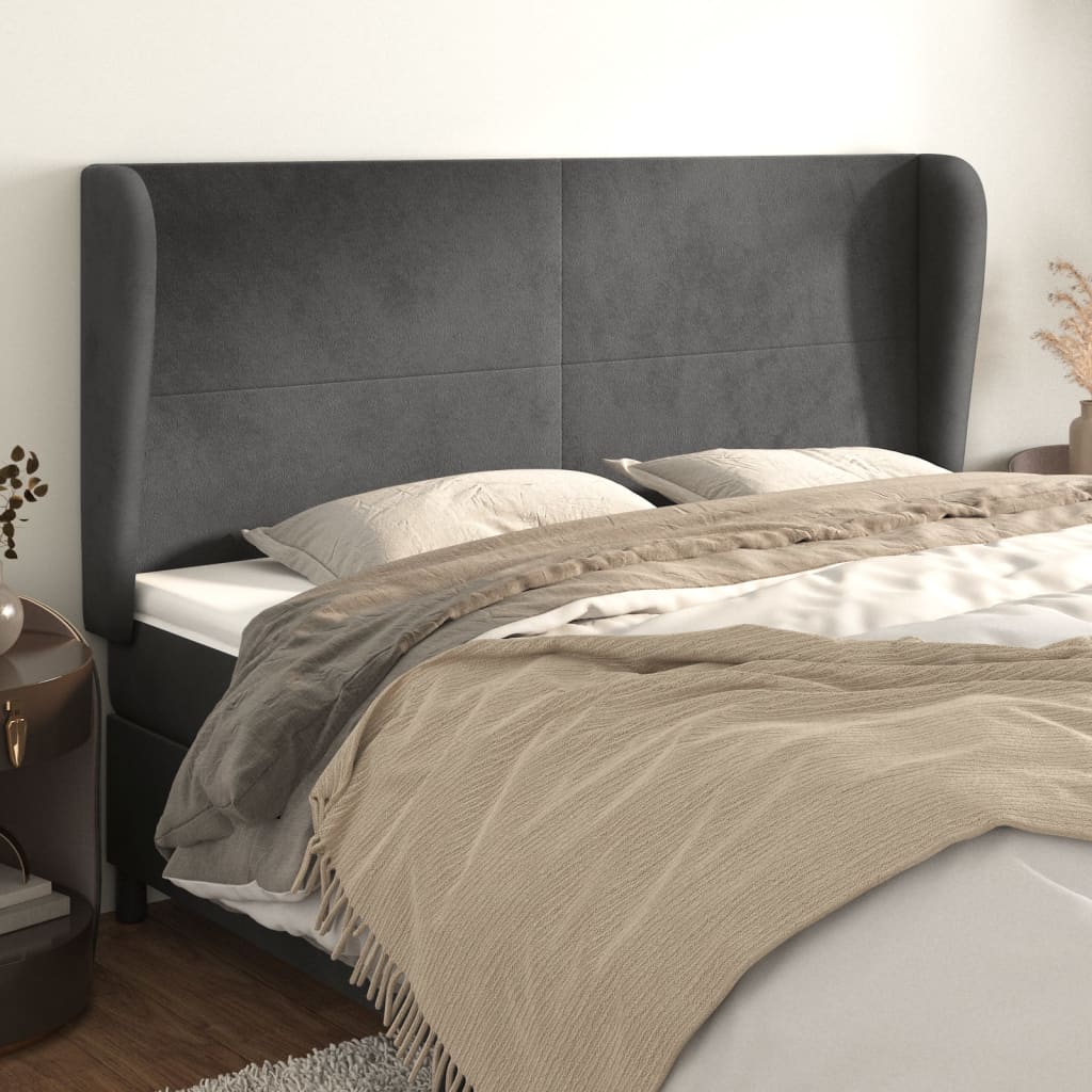 vidaXL Hoofdbord met randen 83x23x78/88 cm fluweel lichtgrijs