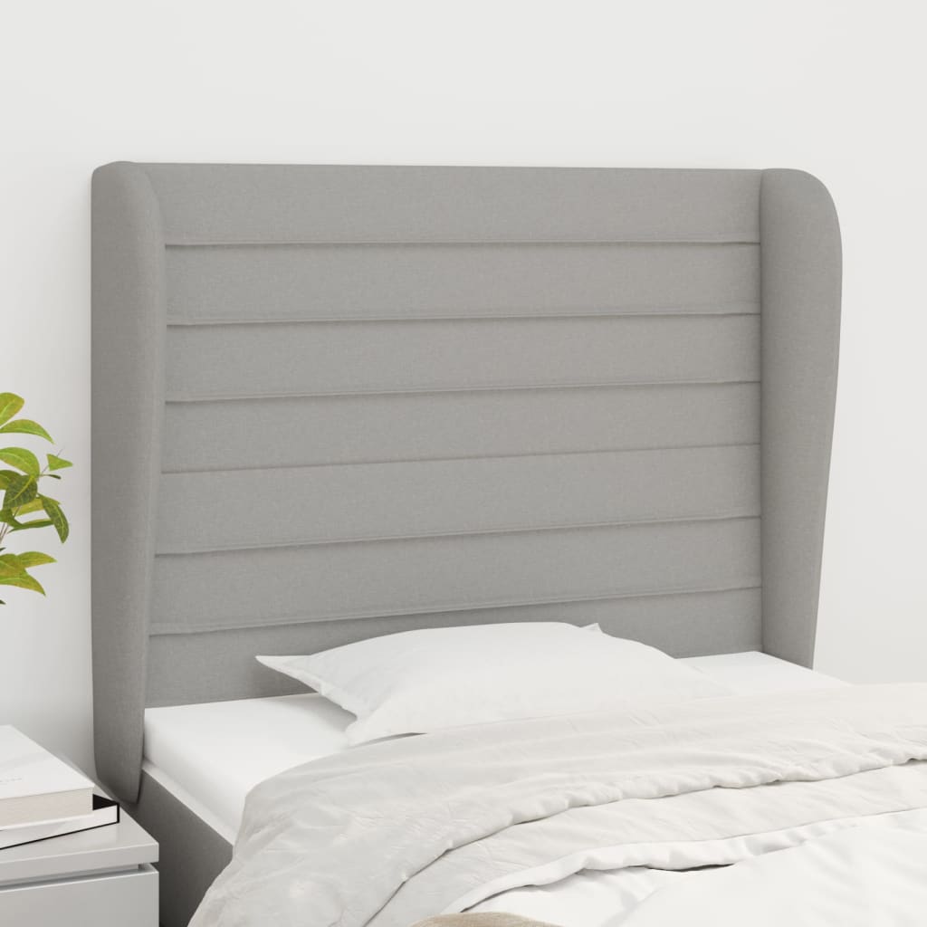 vidaXL Hoofdbord met randen 83x23x78/88 cm stof lichtgrijs