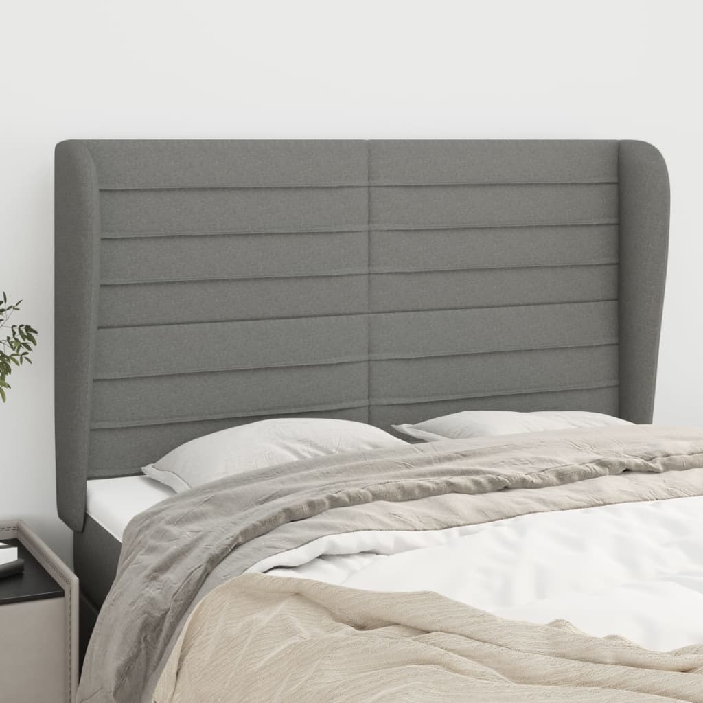 vidaXL Hoofdbord met randen 83x23x78/88 cm stof lichtgrijs