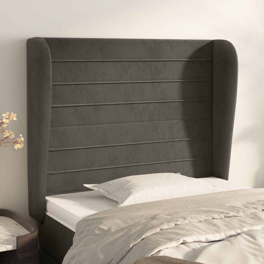 vidaXL Hoofdbord met randen 83x23x78/88 cm fluweel lichtgrijs