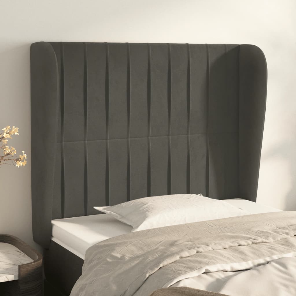 vidaXL Hoofdbord met randen 83x23x78/88 cm fluweel lichtgrijs