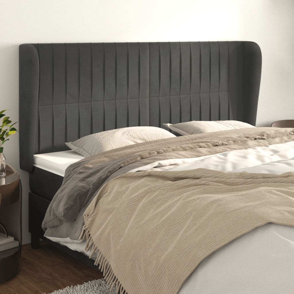 vidaXL Hoofdbord met randen 83x23x78/88 cm fluweel lichtgrijs