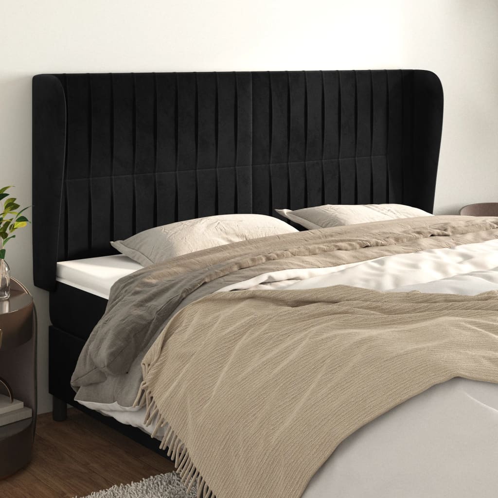 vidaXL Hoofdbord met randen 83x23x78/88 cm fluweel lichtgrijs