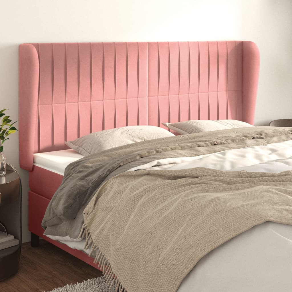 vidaXL Hoofdbord met randen 83x23x78/88 cm fluweel lichtgrijs
