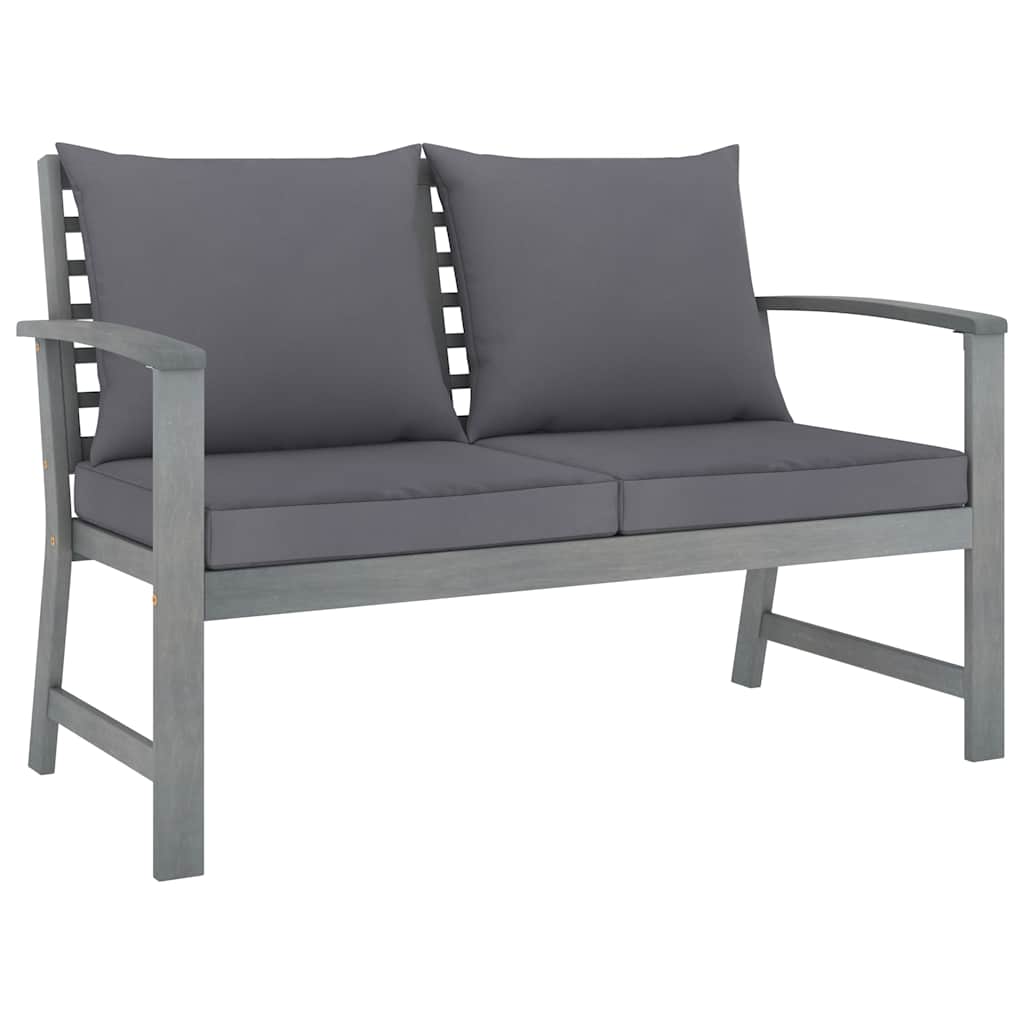 vidaXL Tuinbank met donkergrijs kussen 120 cm massief acaciahout