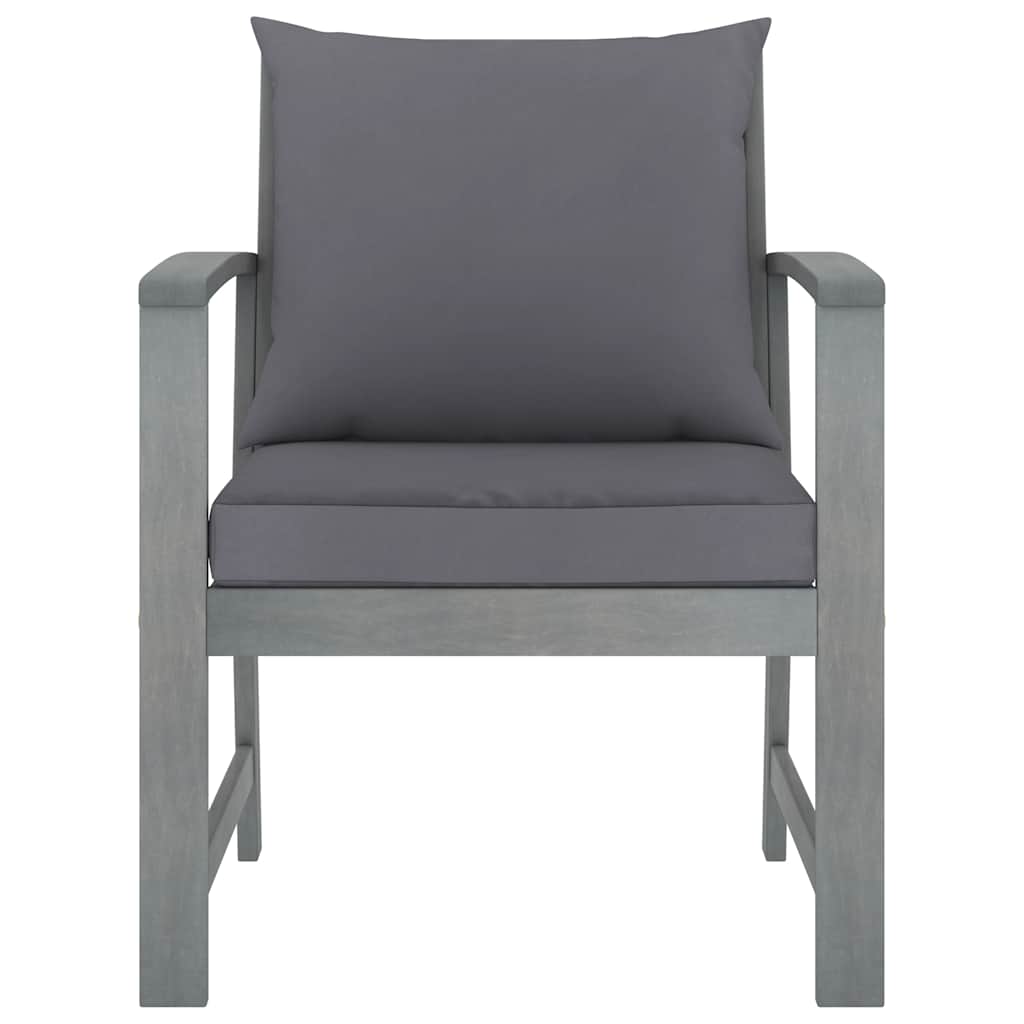 vidaXL Garden Chairs 2 pcs with Dark Grey Cushions Solid Acacia Wood
