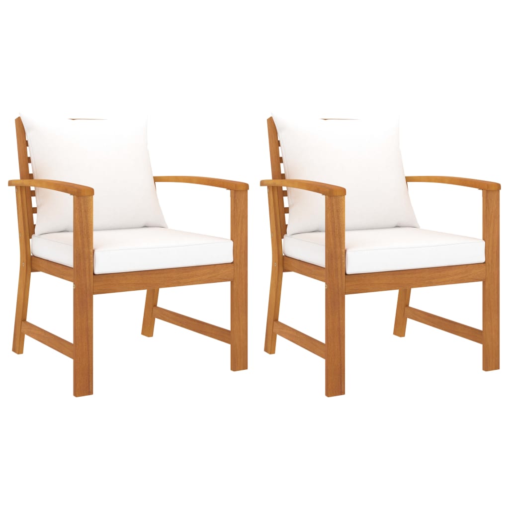vidaXL Garden Chairs 2 pcs with Dark Grey Cushions Solid Acacia Wood