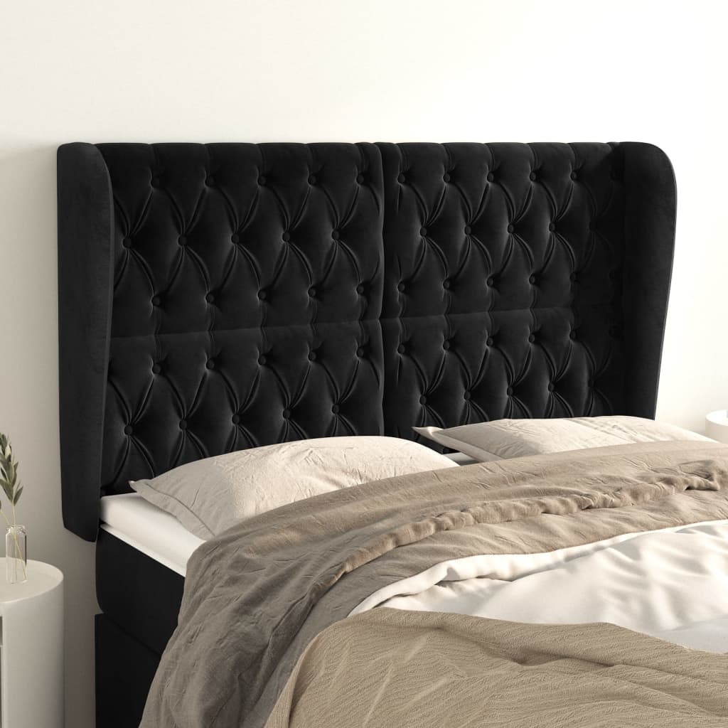 vidaXL Hoofdbord met randen 83x23x78/88 cm fluweel lichtgrijs