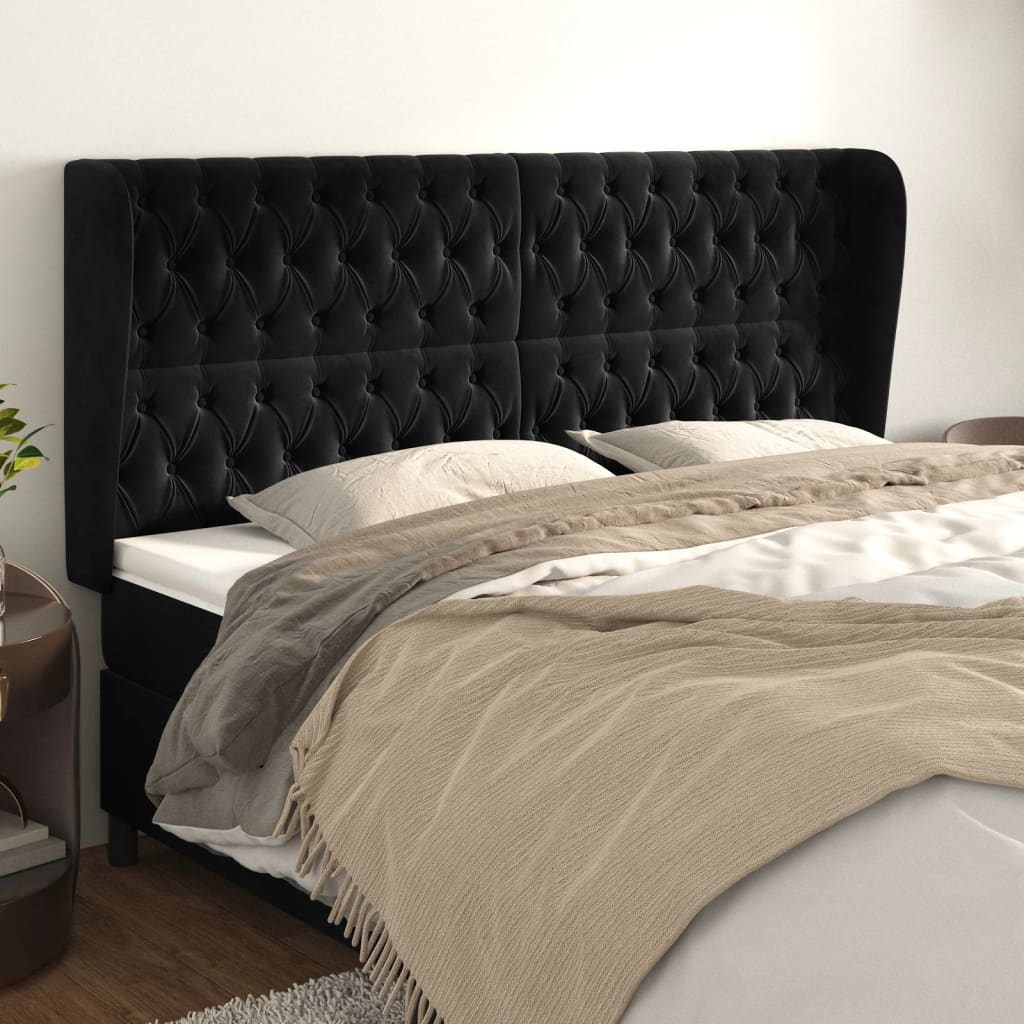 vidaXL Hoofdbord met randen 83x23x78/88 cm fluweel lichtgrijs