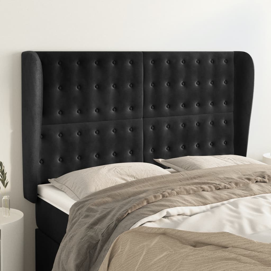 vidaXL Hoofdbord met randen 83x23x78/88 cm fluweel lichtgrijs