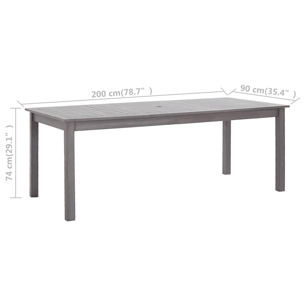 vidaXL Tuintafel 140x80x74 cm massief acaciahout greywash