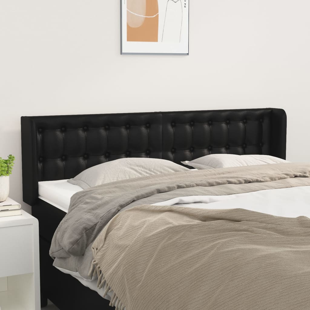 vidaXL Hoofdbord met randen 83x16x78/88 cm kunstleer zwart