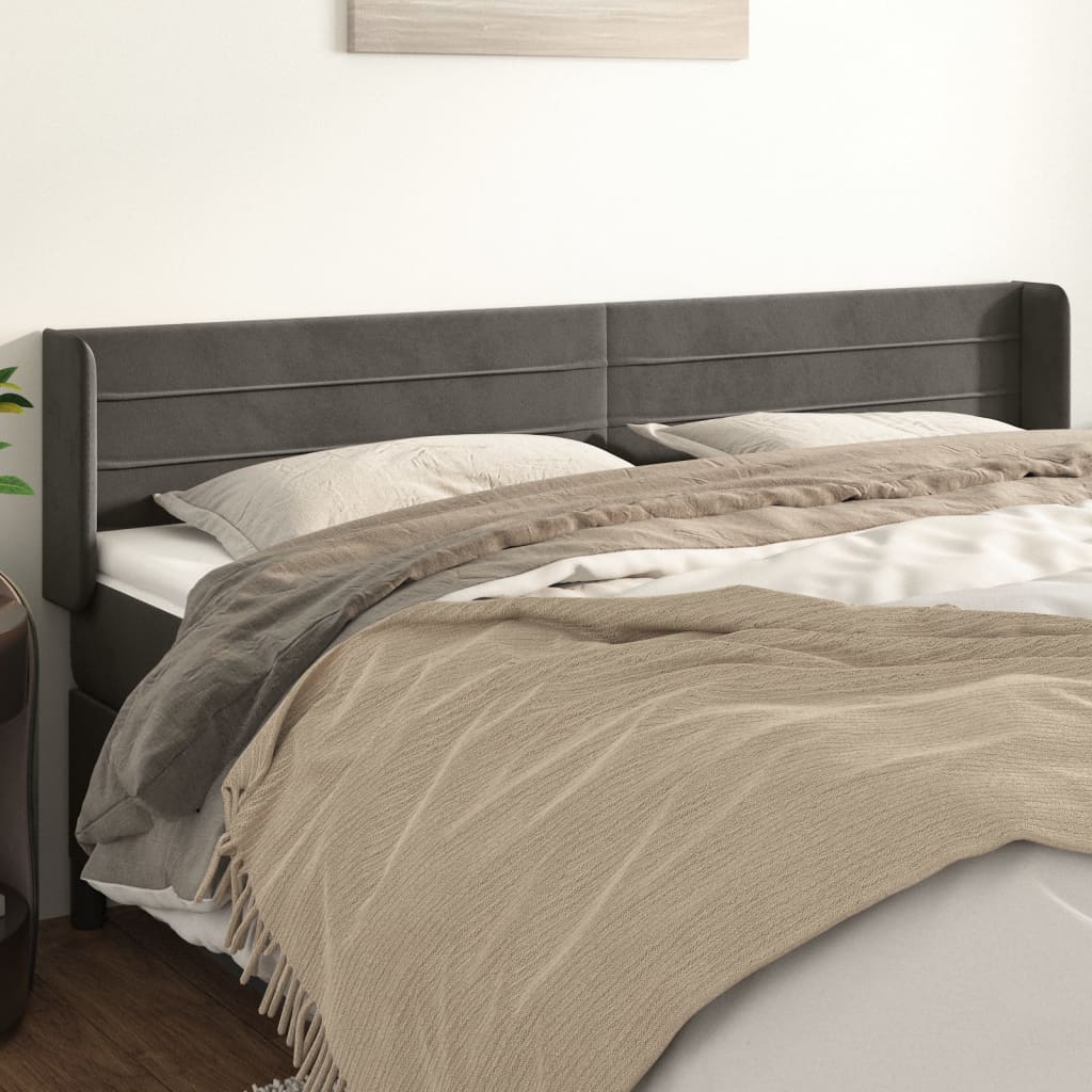 vidaXL Hoofdbord met randen 83x16x78/88 cm fluweel lichtgrijs
