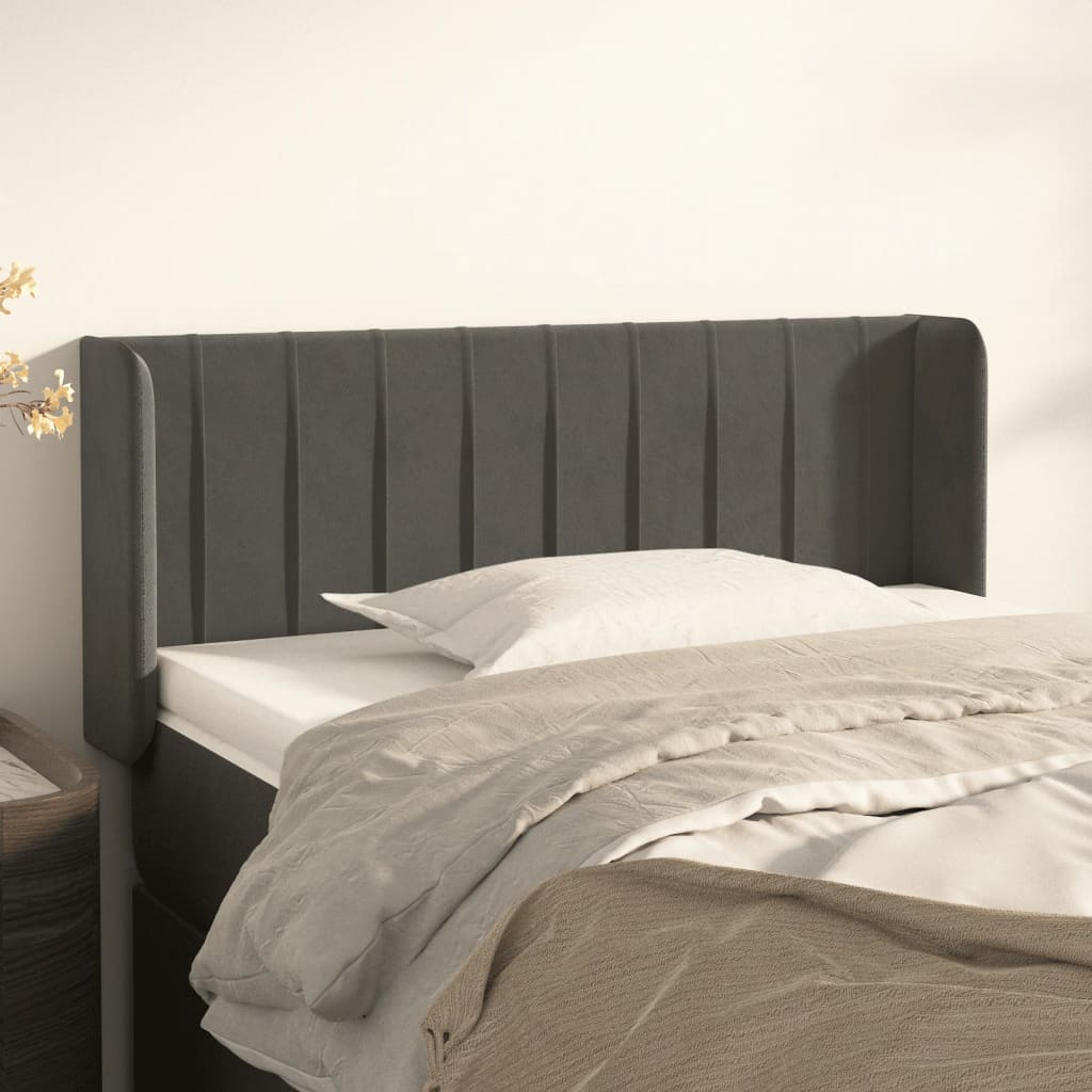 vidaXL Hoofdbord met randen 83x16x78/88 cm fluweel lichtgrijs