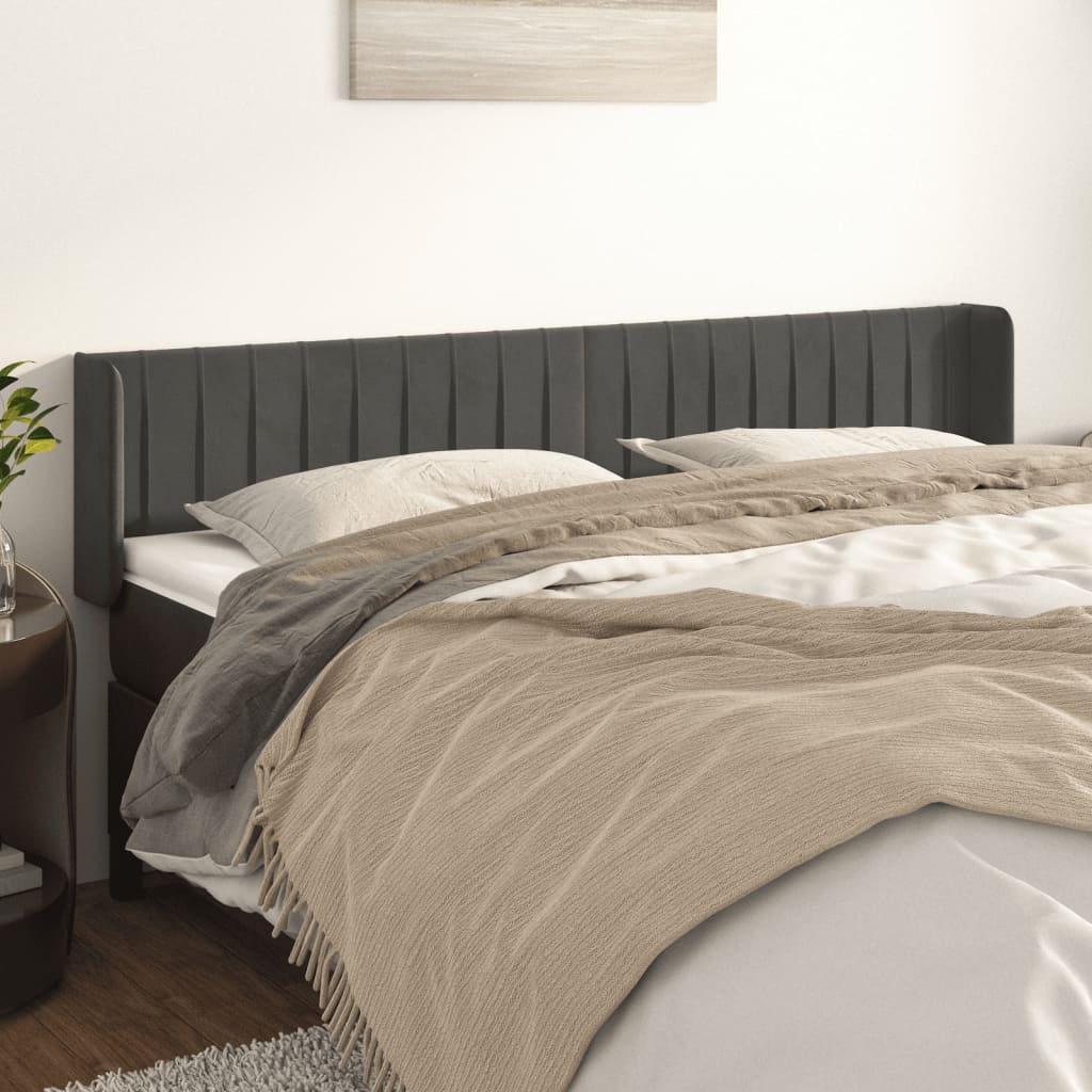 vidaXL Hoofdbord met randen 83x16x78/88 cm fluweel lichtgrijs