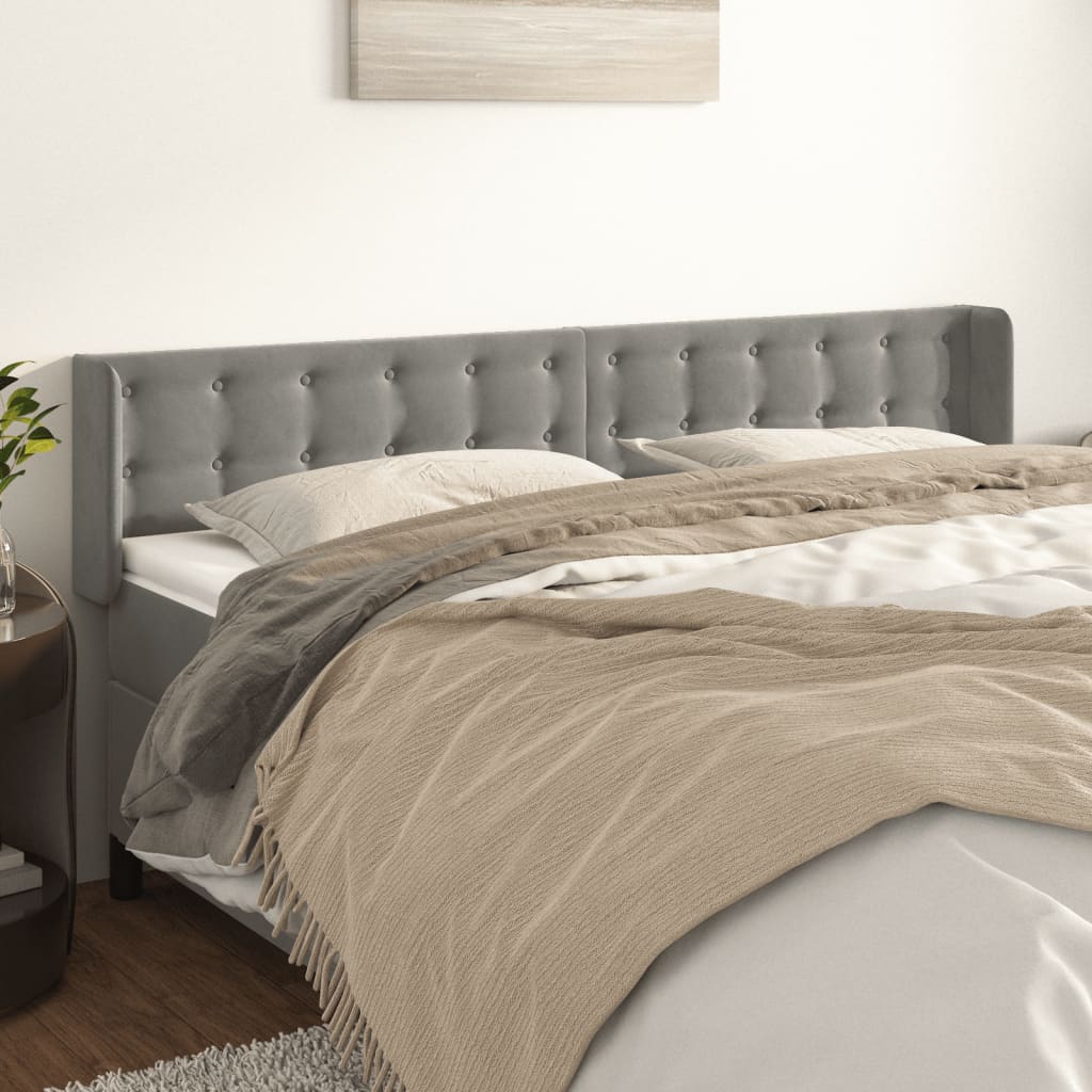 vidaXL Hoofdbord met randen 83x16x78/88 cm fluweel lichtgrijs
