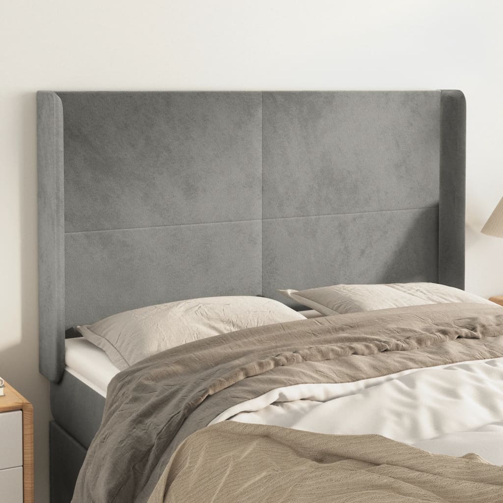 vidaXL Headboard with Edges 83x16x78/88 cm Velvet Light Gray