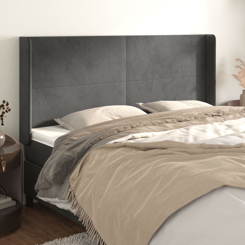 vidaXL Headboard with Edges 83x16x78/88 cm Velvet Light Gray