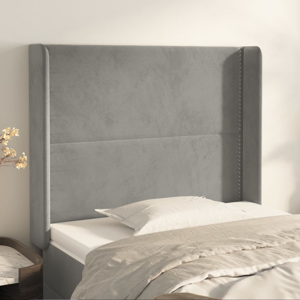 vidaXL Hoofdbord met randen 83x16x78/88 cm fluweel lichtgrijs