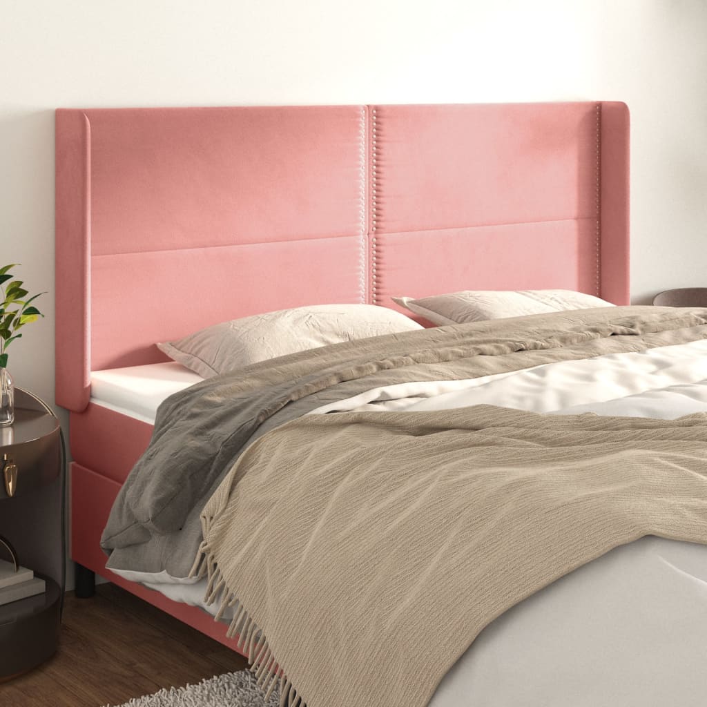 vidaXL Hoofdbord met randen 83x16x78/88 cm fluweel lichtgrijs