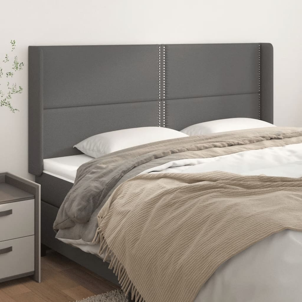 vidaXL Hoofdbord met randen 83x16x78/88 cm kunstleer zwart