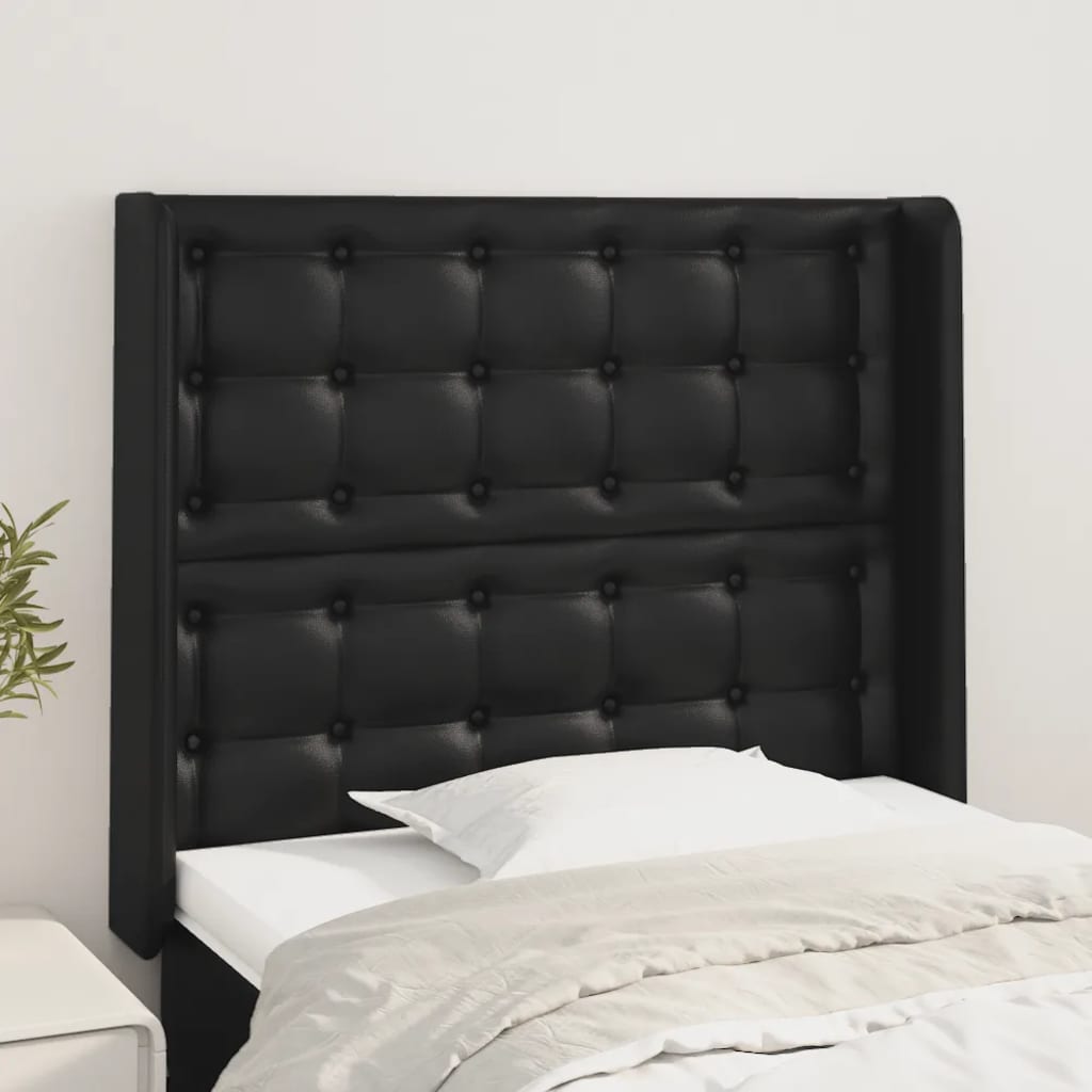 vidaXL Hoofdbord met randen 83x16x78/88 cm kunstleer zwart