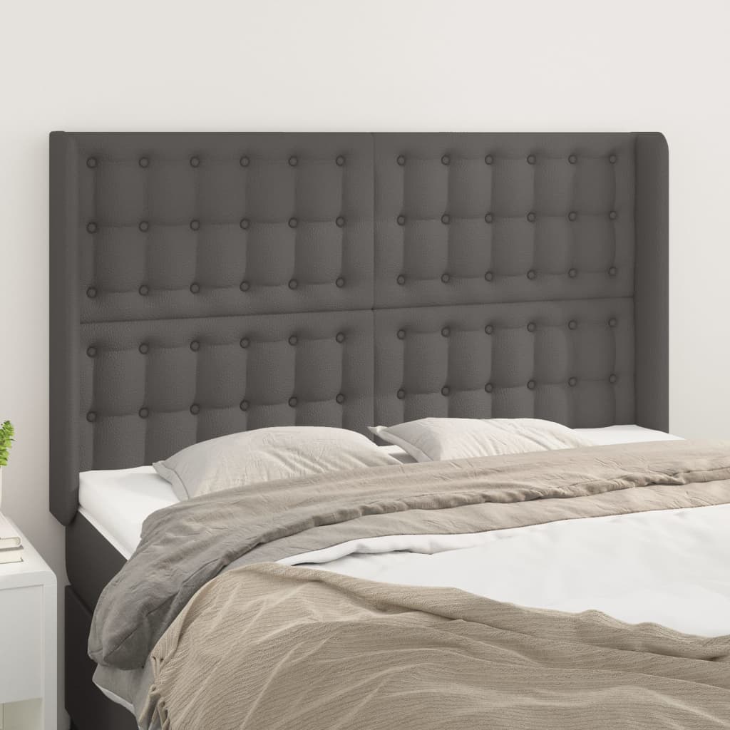 vidaXL Hoofdbord met randen 83x16x78/88 cm kunstleer zwart