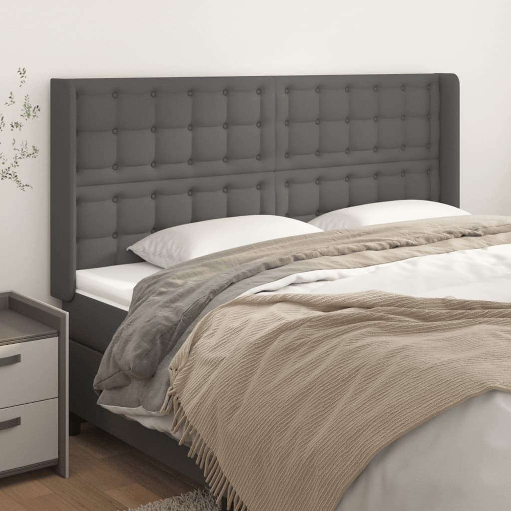 vidaXL Hoofdbord met randen 83x16x78/88 cm kunstleer zwart