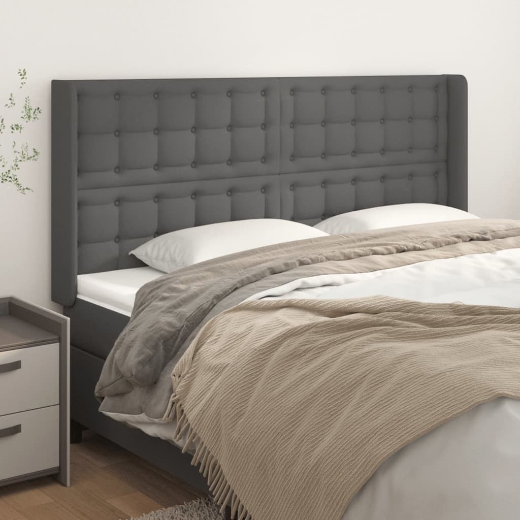 vidaXL Hoofdbord met randen 83x16x78/88 cm kunstleer zwart
