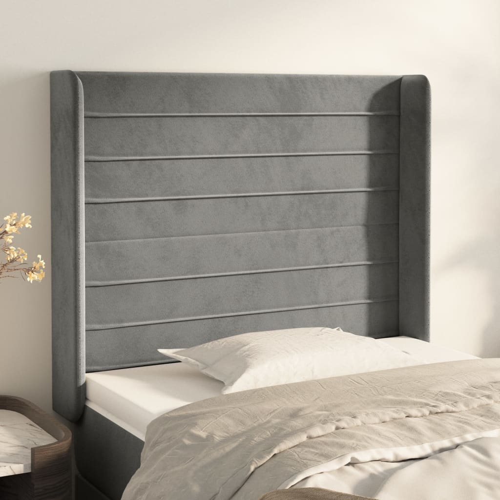 vidaXL Hoofdbord met randen 83x16x78/88 cm fluweel lichtgrijs