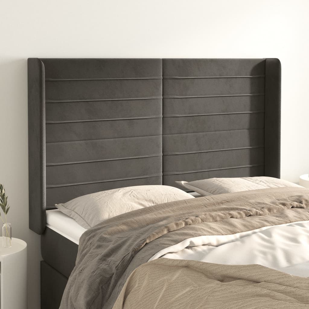 vidaXL Hoofdbord met randen 83x16x78/88 cm fluweel lichtgrijs