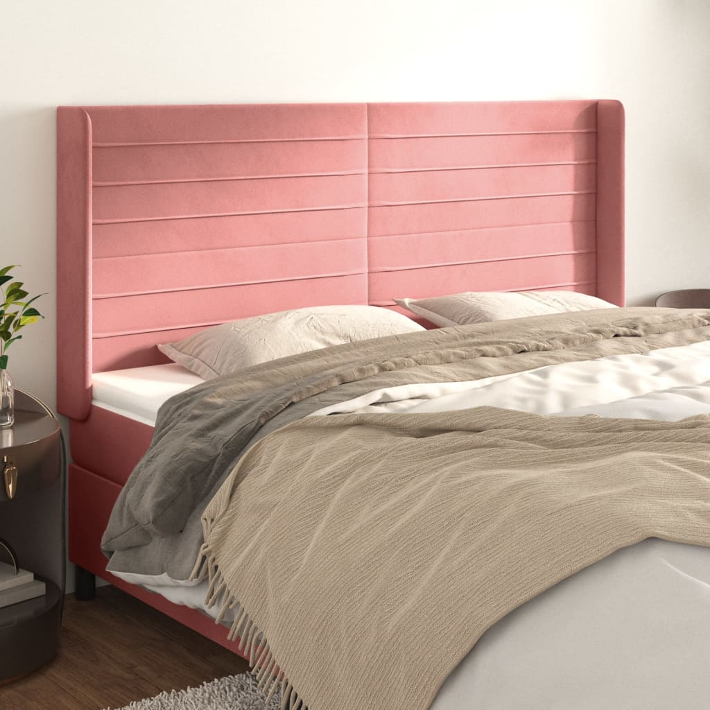 vidaXL Hoofdbord met randen 83x16x78/88 cm fluweel lichtgrijs
