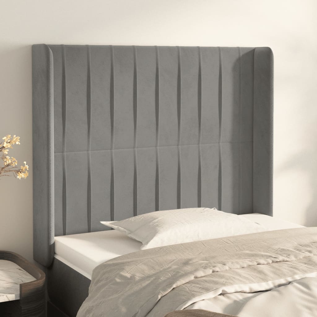 vidaXL Hoofdbord met randen 83x16x78/88 cm fluweel lichtgrijs
