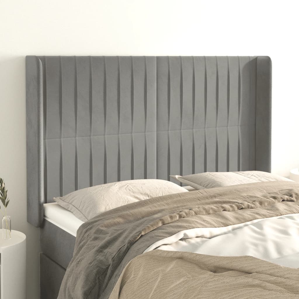 vidaXL Hoofdbord met randen 83x16x78/88 cm fluweel lichtgrijs