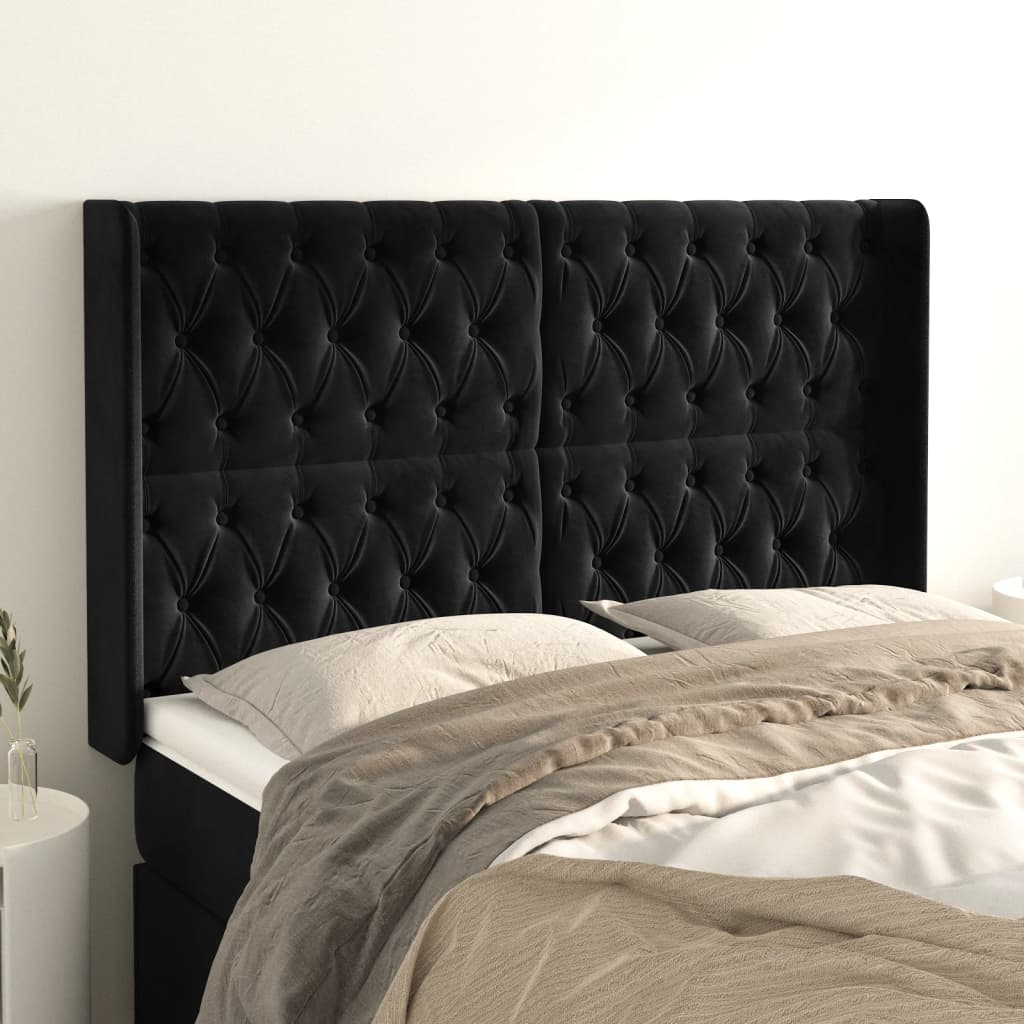 vidaXL Hoofdbord met randen 83x16x78/88 cm fluweel lichtgrijs