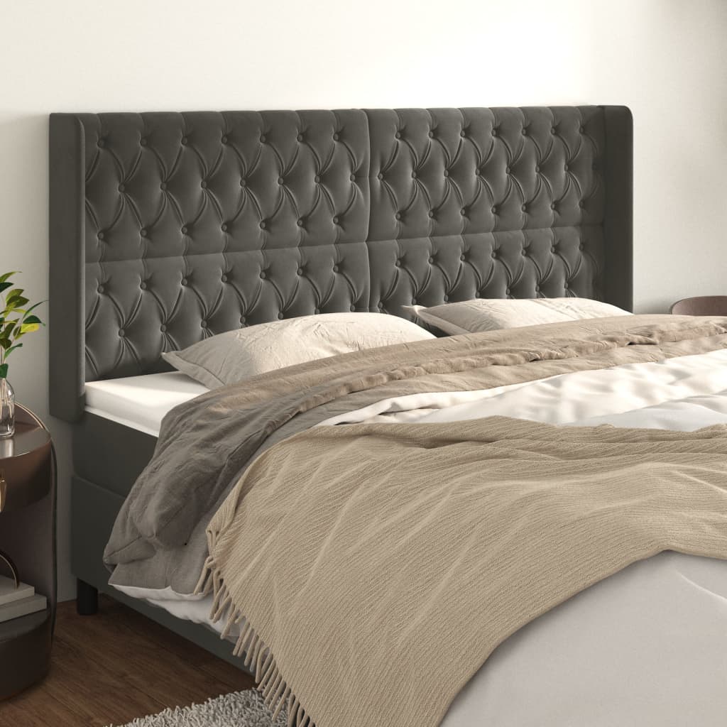 vidaXL Hoofdbord met randen 83x16x78/88 cm fluweel lichtgrijs