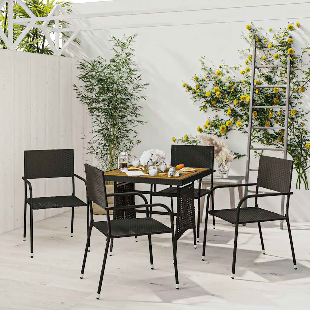vidaXL 3-delige Tuinset poly rattan zwart