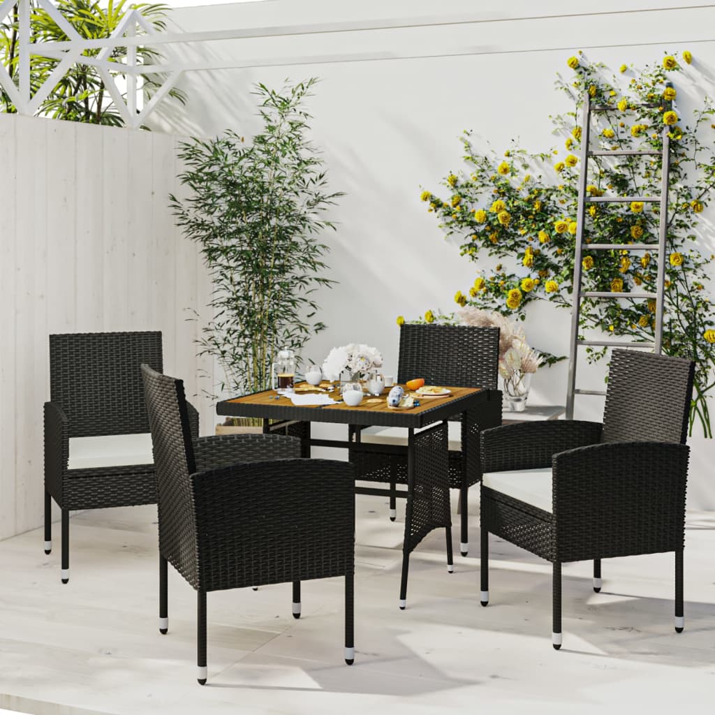 vidaXL 3-delige Tuinset poly rattan zwart