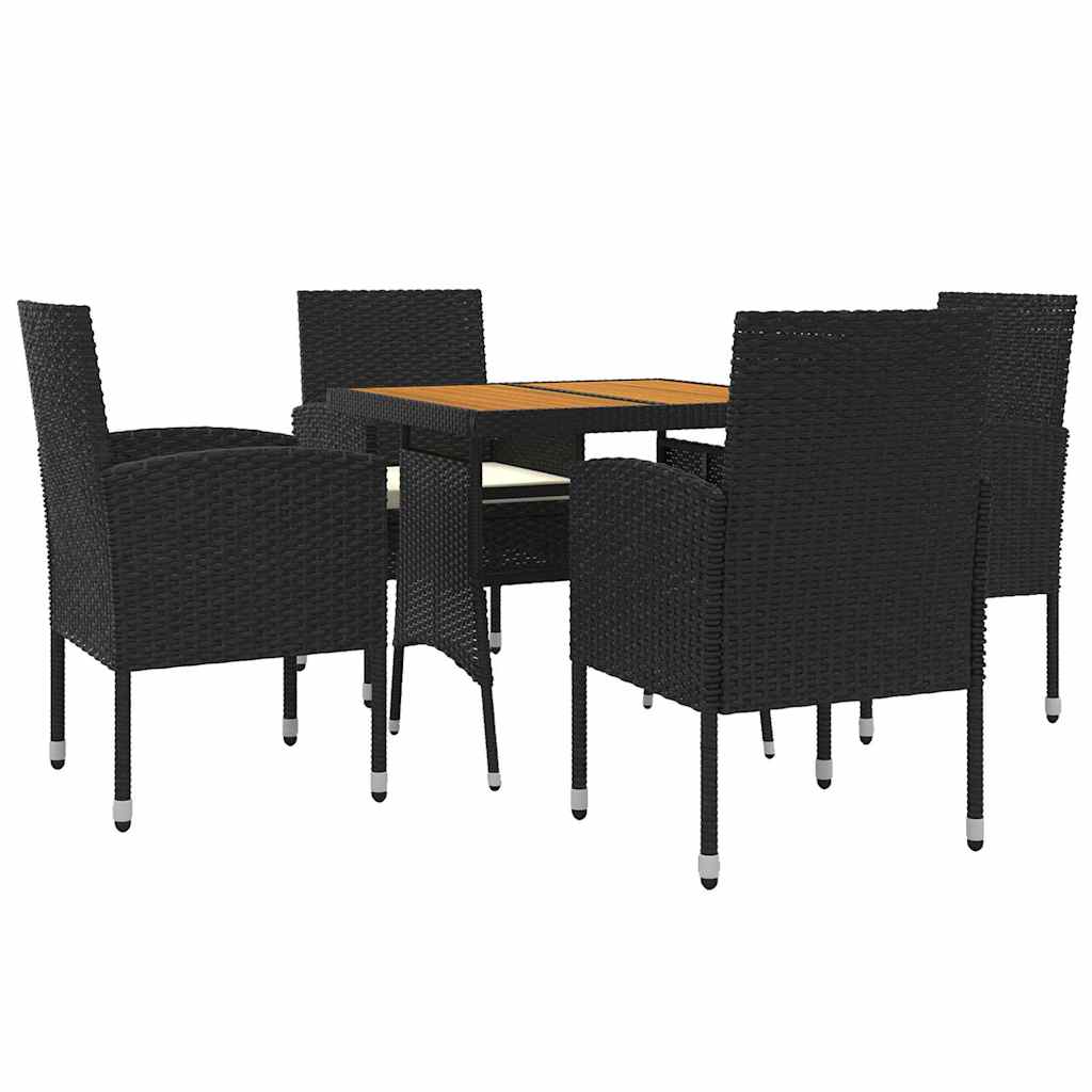 vidaXL 3-delige Tuinset poly rattan zwart
