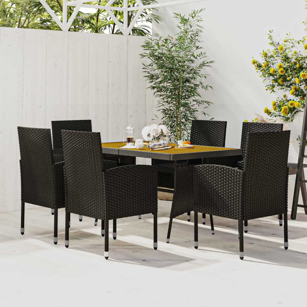 vidaXL 5-delige Tuinset poly rattan zwart