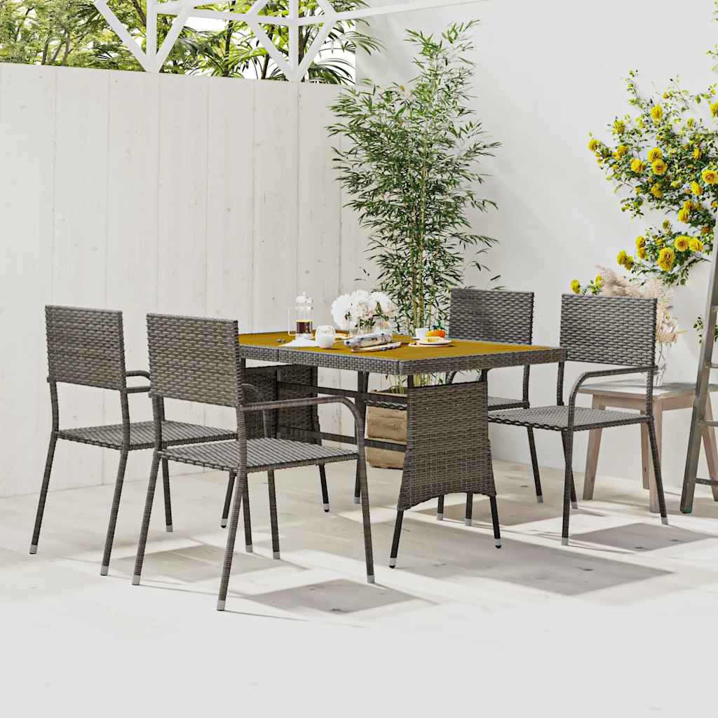 vidaXL 5-delige Tuinset poly rattan zwart