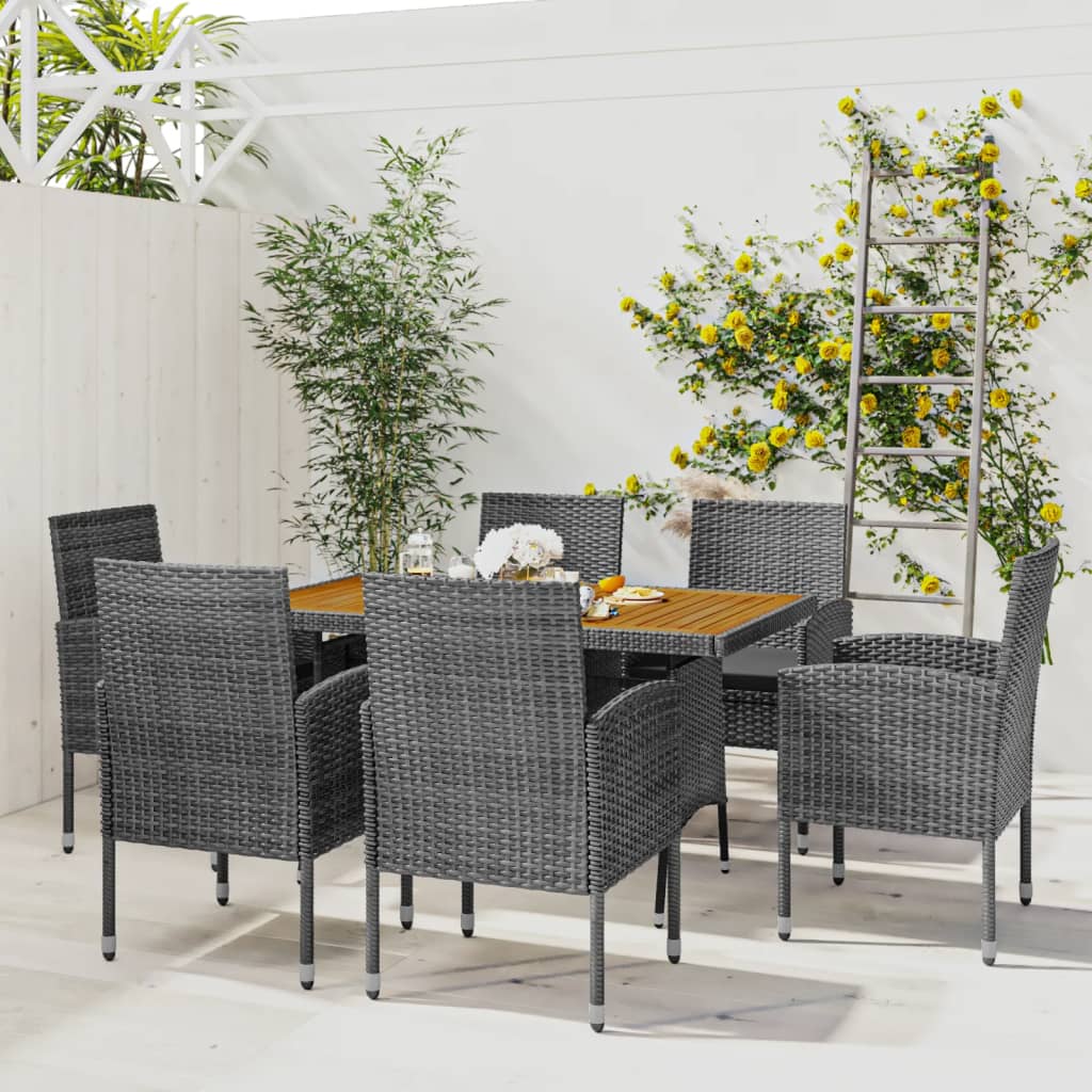 vidaXL 5-delige Tuinset poly rattan zwart